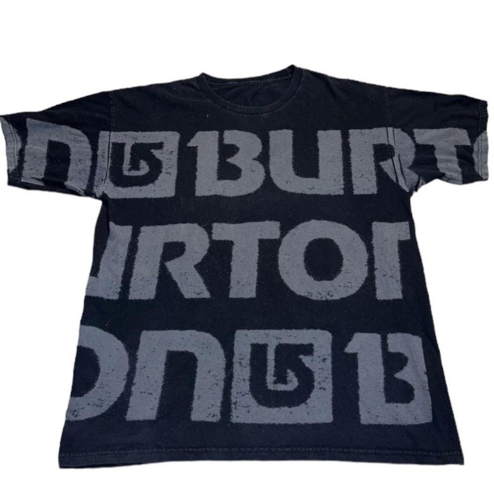 Burton Shirt Men Large Black Gray Snowboard Skater Skateboarding All Over Print